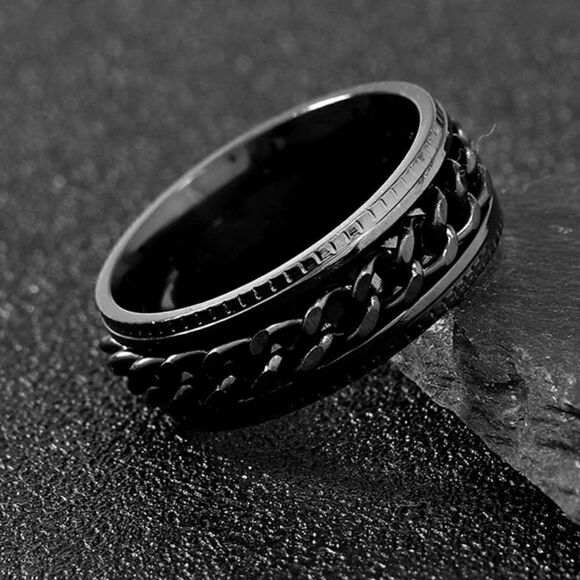 Men’s stainless still chain ring size 9 black NWT - Picture 1 of 4